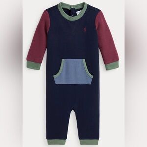 Ralph Lauren Color-Blocked Fleece Coverall Baby Boy 12 Months